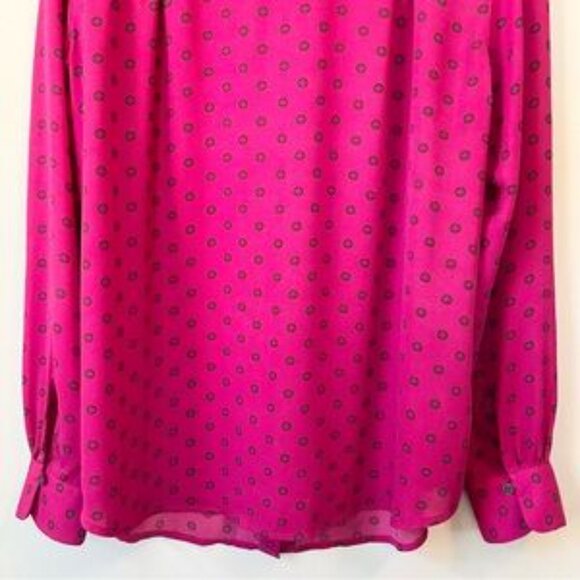 Ann Taylor LOFT Fuchsia Long Sleeve Collarless Blouse, Size M - Picture 6 of 11